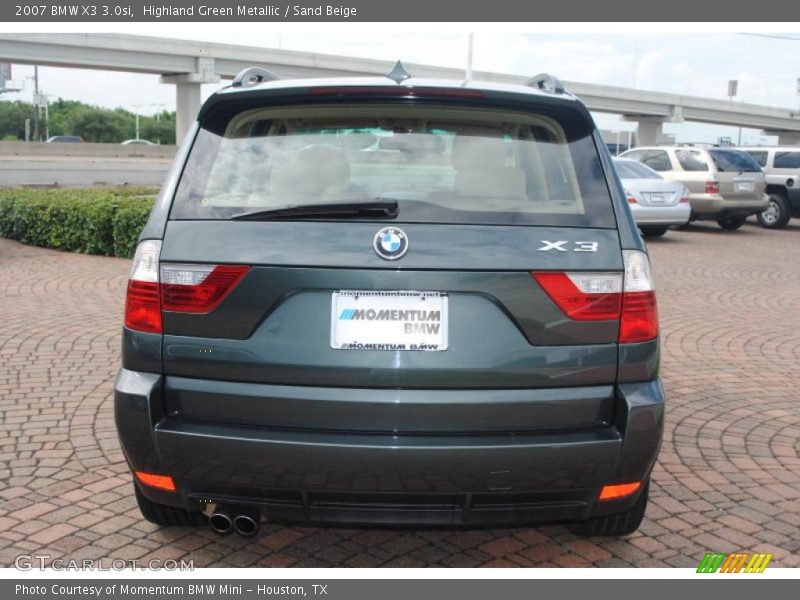 Highland Green Metallic / Sand Beige 2007 BMW X3 3.0si