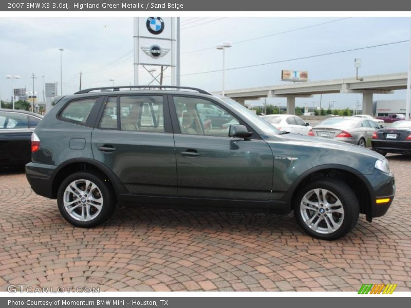 Highland Green Metallic / Sand Beige 2007 BMW X3 3.0si