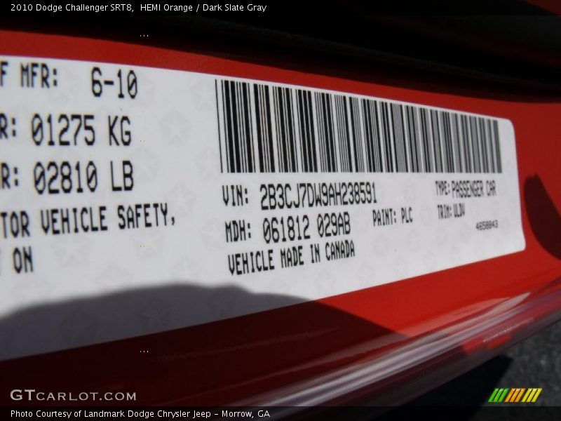 HEMI Orange / Dark Slate Gray 2010 Dodge Challenger SRT8
