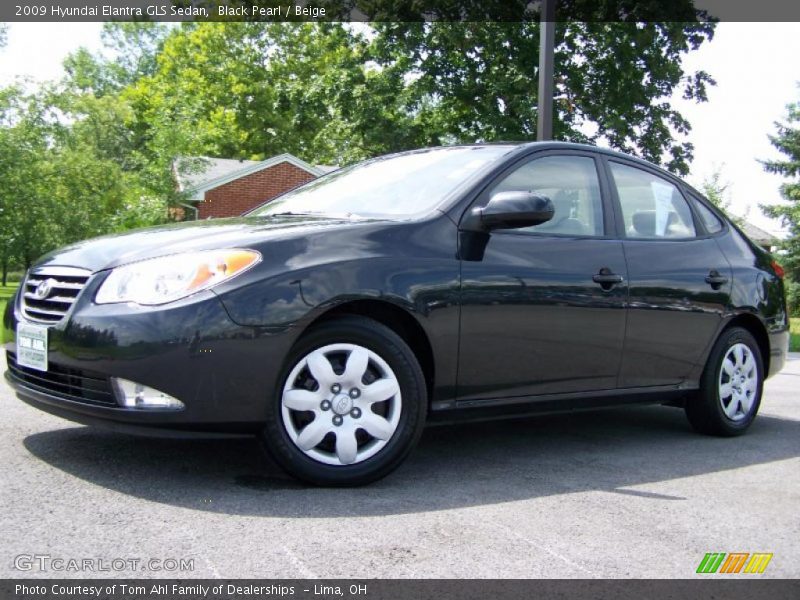 Black Pearl / Beige 2009 Hyundai Elantra GLS Sedan