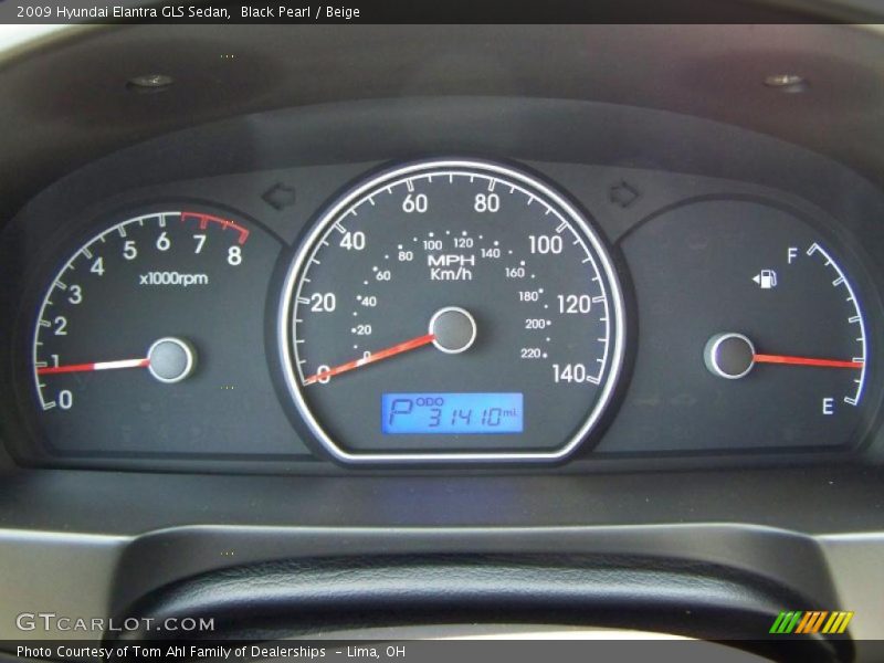 Black Pearl / Beige 2009 Hyundai Elantra GLS Sedan