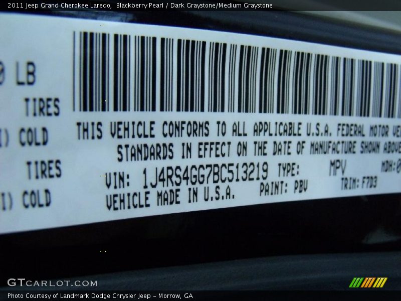 Blackberry Pearl / Dark Graystone/Medium Graystone 2011 Jeep Grand Cherokee Laredo