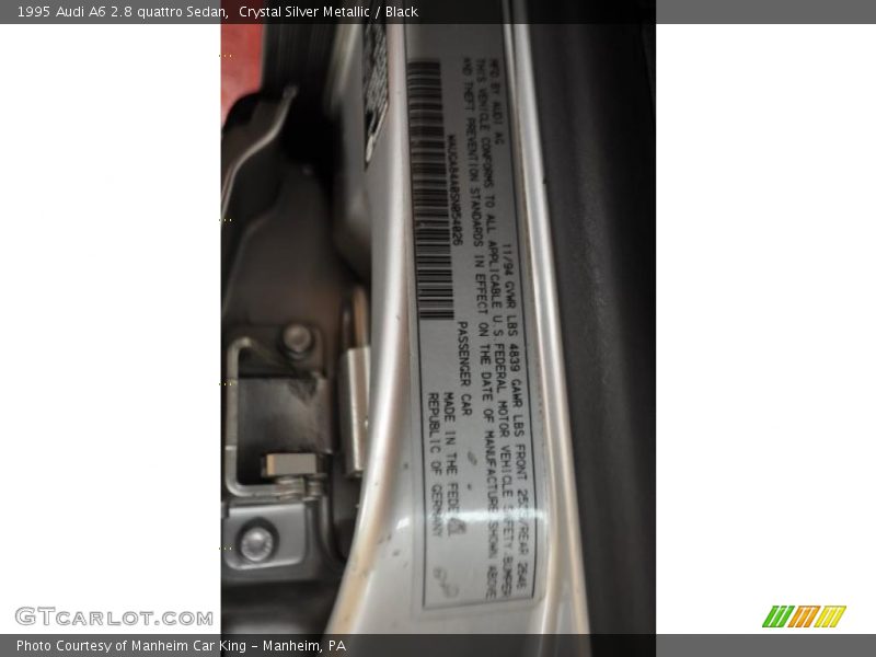 Crystal Silver Metallic / Black 1995 Audi A6 2.8 quattro Sedan