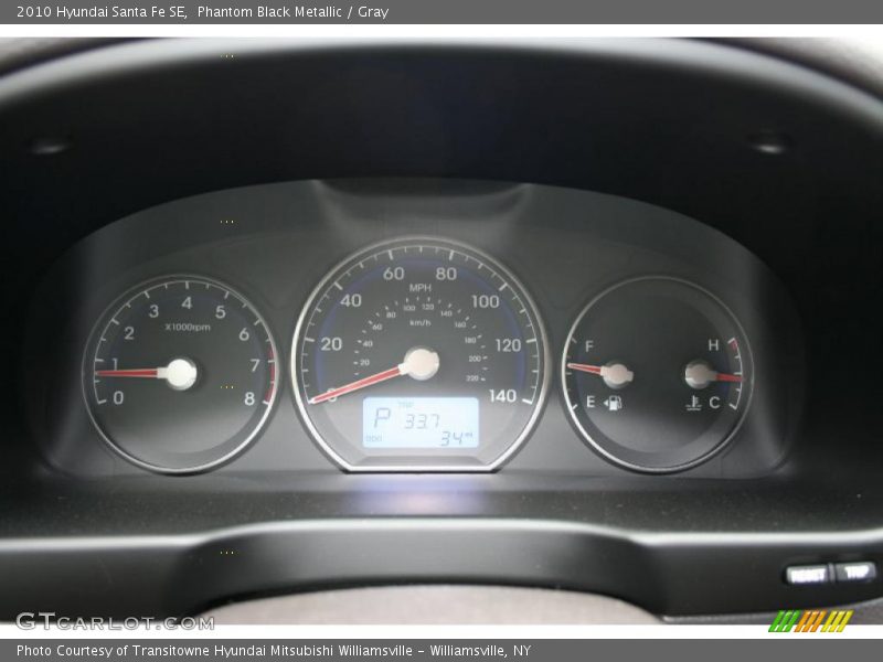 Phantom Black Metallic / Gray 2010 Hyundai Santa Fe SE