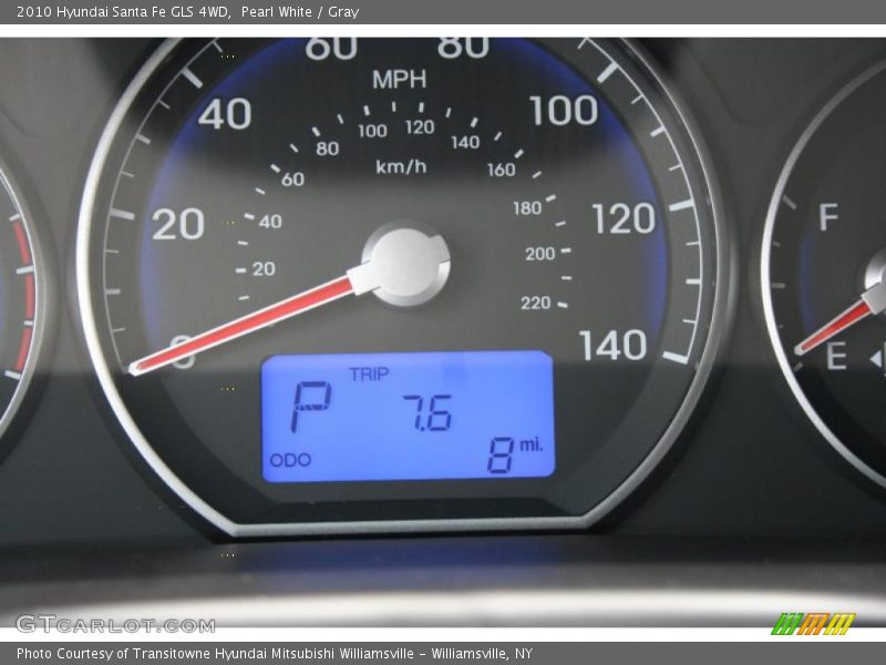 Pearl White / Gray 2010 Hyundai Santa Fe GLS 4WD