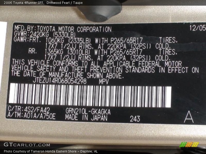 Driftwood Pearl / Taupe 2006 Toyota 4Runner SR5