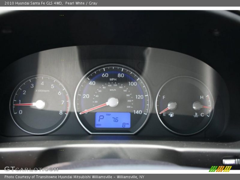 Pearl White / Gray 2010 Hyundai Santa Fe GLS 4WD