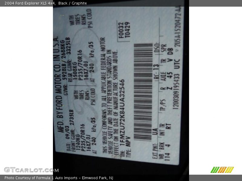 Black / Graphite 2004 Ford Explorer XLS 4x4