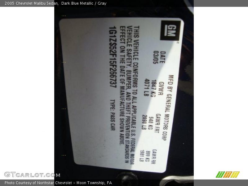 Dark Blue Metallic / Gray 2005 Chevrolet Malibu Sedan
