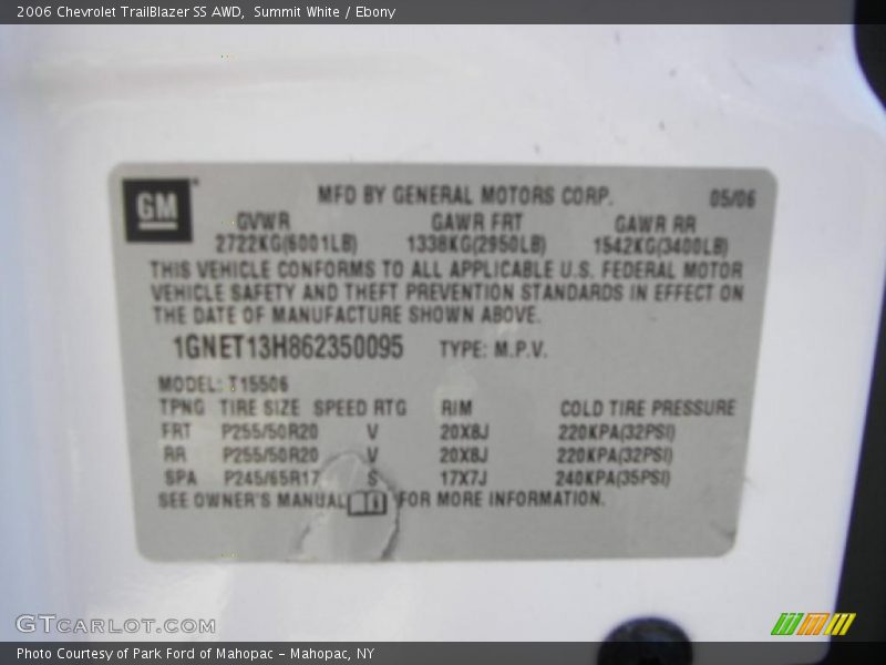 Summit White / Ebony 2006 Chevrolet TrailBlazer SS AWD
