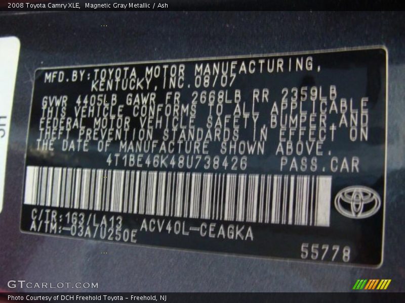 Magnetic Gray Metallic / Ash 2008 Toyota Camry XLE