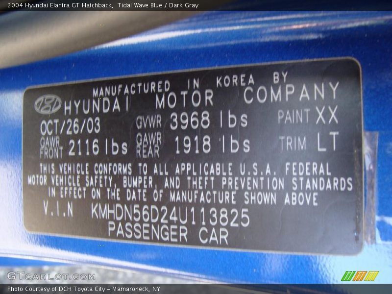 Tidal Wave Blue / Dark Gray 2004 Hyundai Elantra GT Hatchback