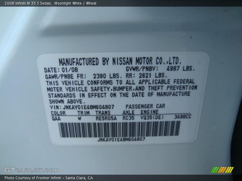 Moonlight White / Wheat 2008 Infiniti M 35 S Sedan