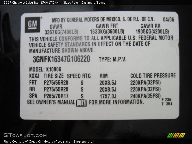 Black / Light Cashmere/Ebony 2007 Chevrolet Suburban 1500 LTZ 4x4
