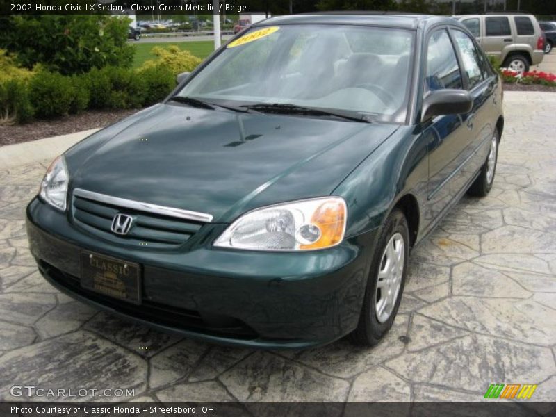 Clover Green Metallic / Beige 2002 Honda Civic LX Sedan