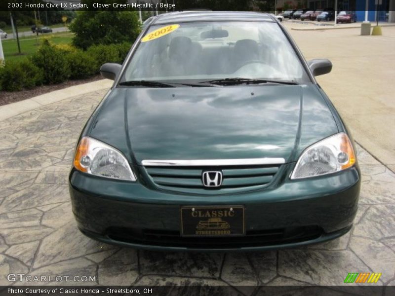 Clover Green Metallic / Beige 2002 Honda Civic LX Sedan