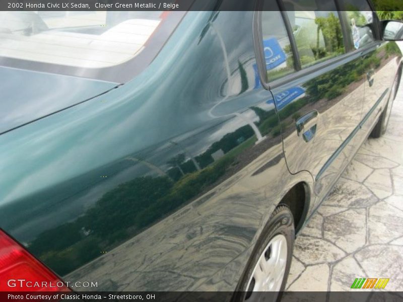Clover Green Metallic / Beige 2002 Honda Civic LX Sedan