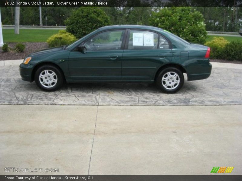Clover Green Metallic / Beige 2002 Honda Civic LX Sedan