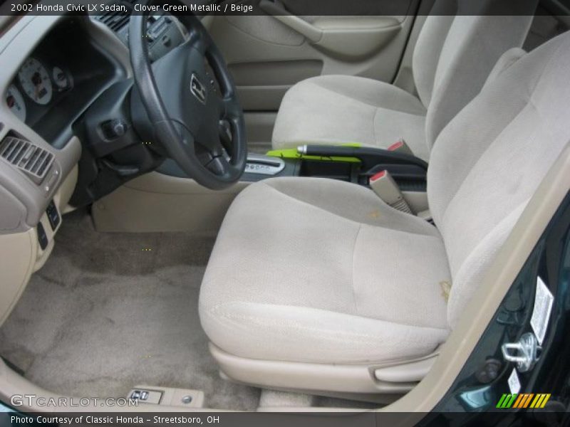 Clover Green Metallic / Beige 2002 Honda Civic LX Sedan