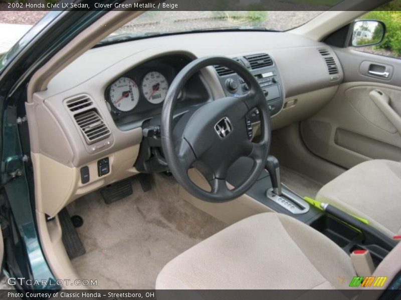Clover Green Metallic / Beige 2002 Honda Civic LX Sedan