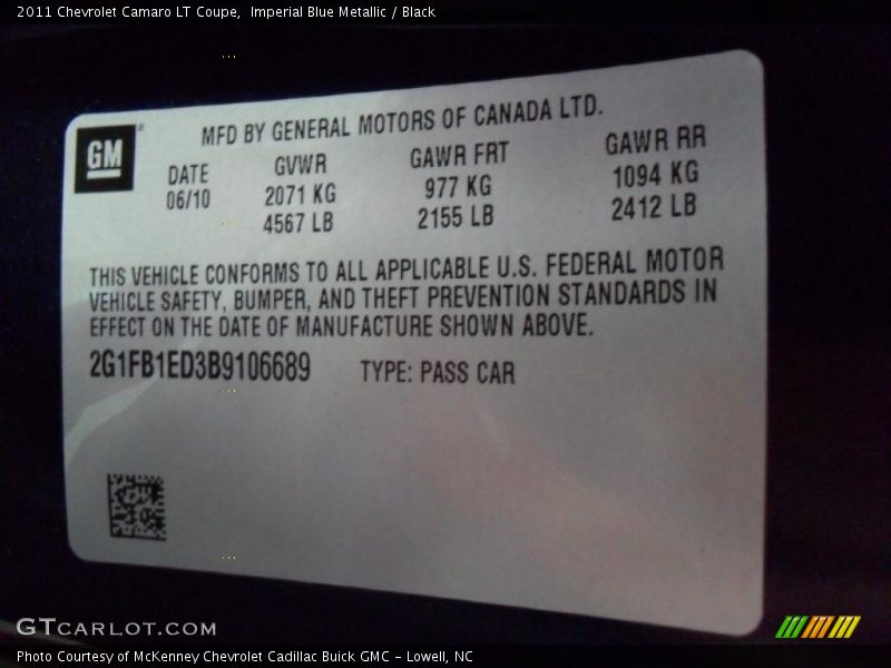 Imperial Blue Metallic / Black 2011 Chevrolet Camaro LT Coupe
