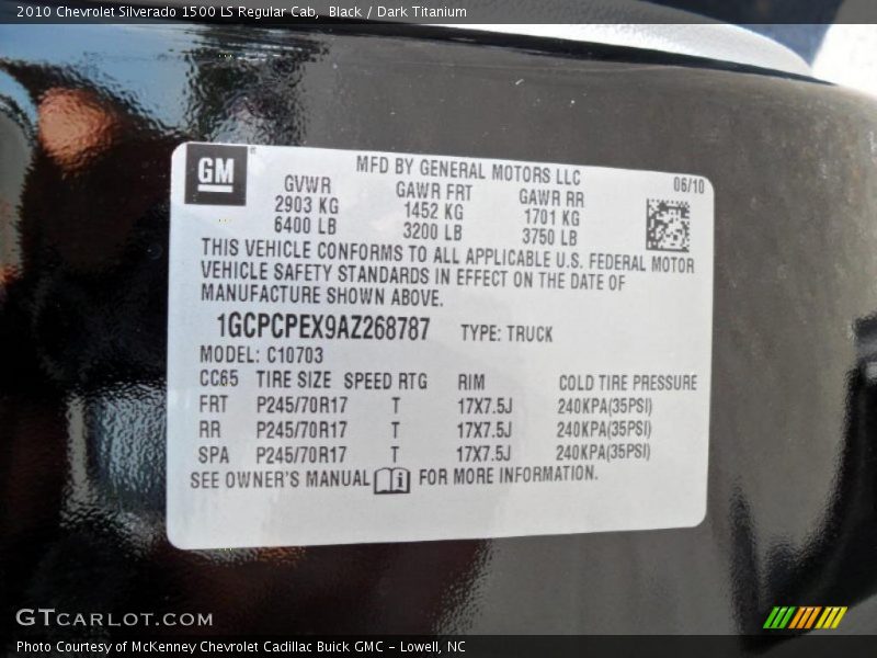 Black / Dark Titanium 2010 Chevrolet Silverado 1500 LS Regular Cab