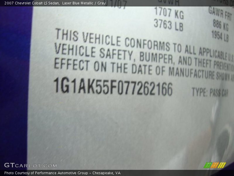 Laser Blue Metallic / Gray 2007 Chevrolet Cobalt LS Sedan