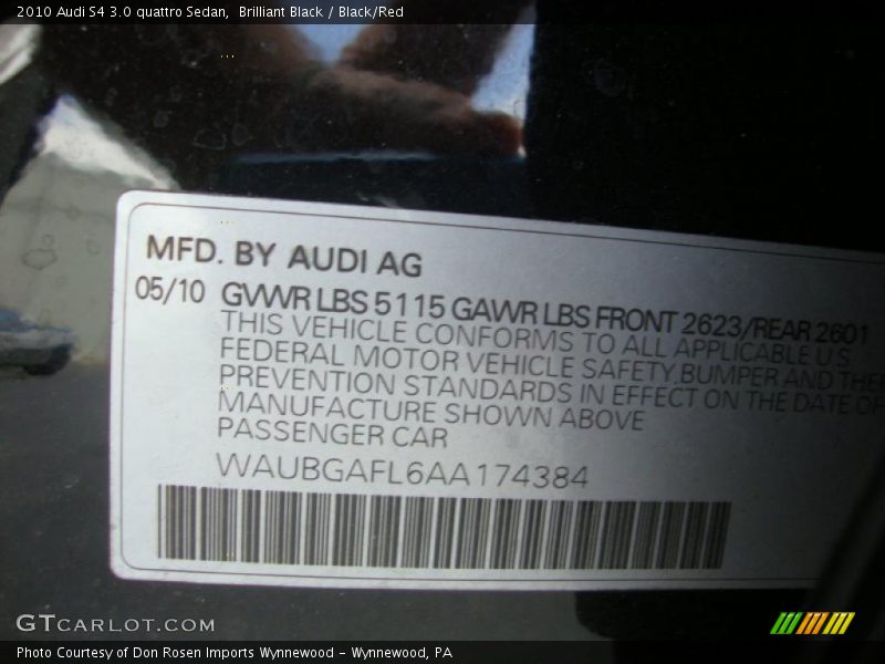 Brilliant Black / Black/Red 2010 Audi S4 3.0 quattro Sedan