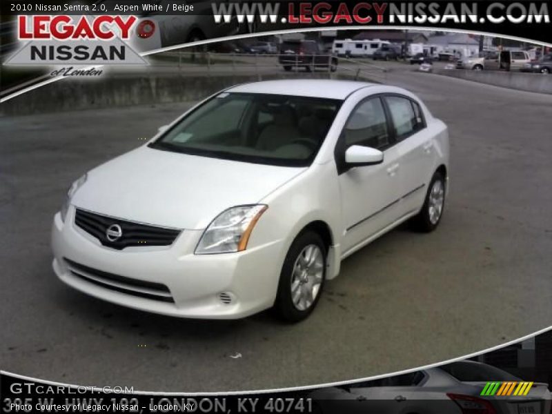 Aspen White / Beige 2010 Nissan Sentra 2.0