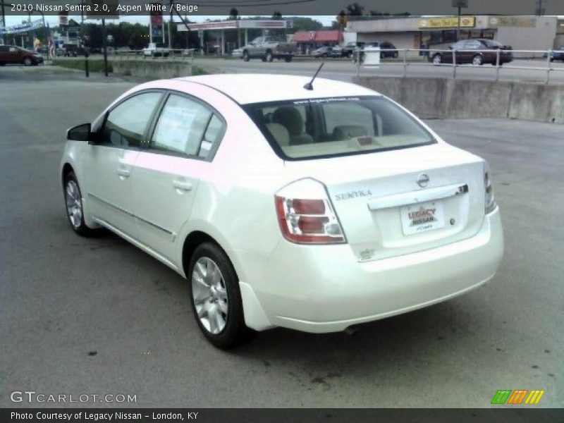 Aspen White / Beige 2010 Nissan Sentra 2.0