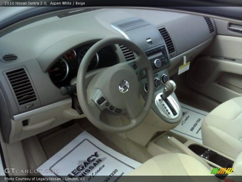 Aspen White / Beige 2010 Nissan Sentra 2.0