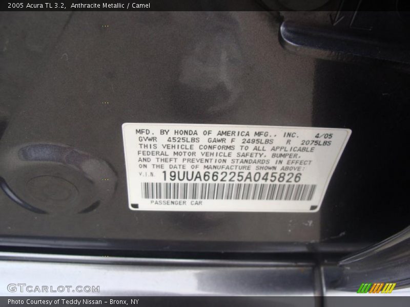 Anthracite Metallic / Camel 2005 Acura TL 3.2