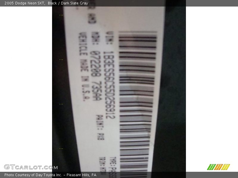 Black / Dark Slate Gray 2005 Dodge Neon SXT