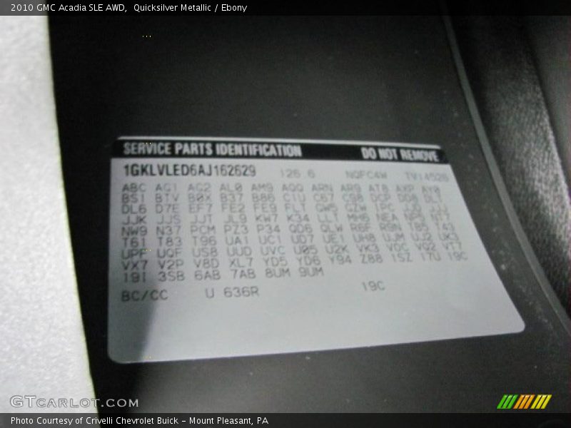 Quicksilver Metallic / Ebony 2010 GMC Acadia SLE AWD