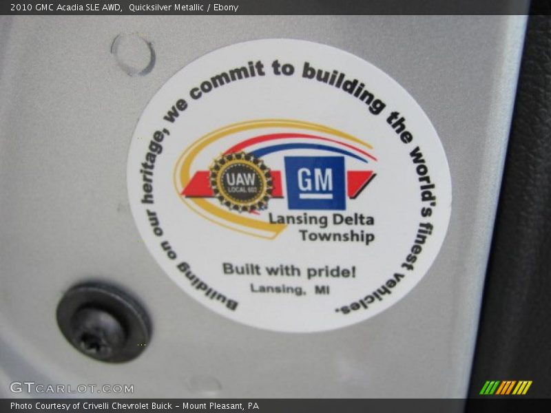 Quicksilver Metallic / Ebony 2010 GMC Acadia SLE AWD