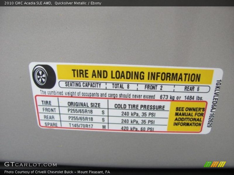 Quicksilver Metallic / Ebony 2010 GMC Acadia SLE AWD