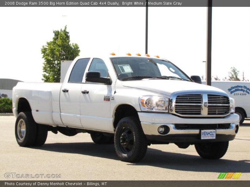 Bright White / Medium Slate Gray 2008 Dodge Ram 3500 Big Horn Edition Quad Cab 4x4 Dually
