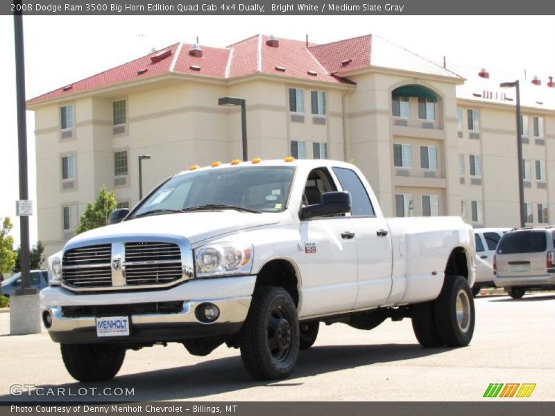 Bright White / Medium Slate Gray 2008 Dodge Ram 3500 Big Horn Edition Quad Cab 4x4 Dually