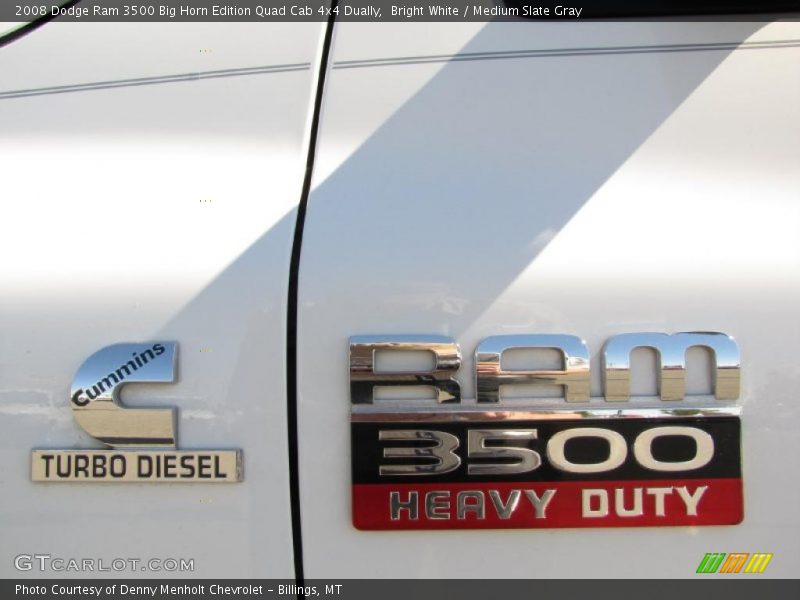Bright White / Medium Slate Gray 2008 Dodge Ram 3500 Big Horn Edition Quad Cab 4x4 Dually