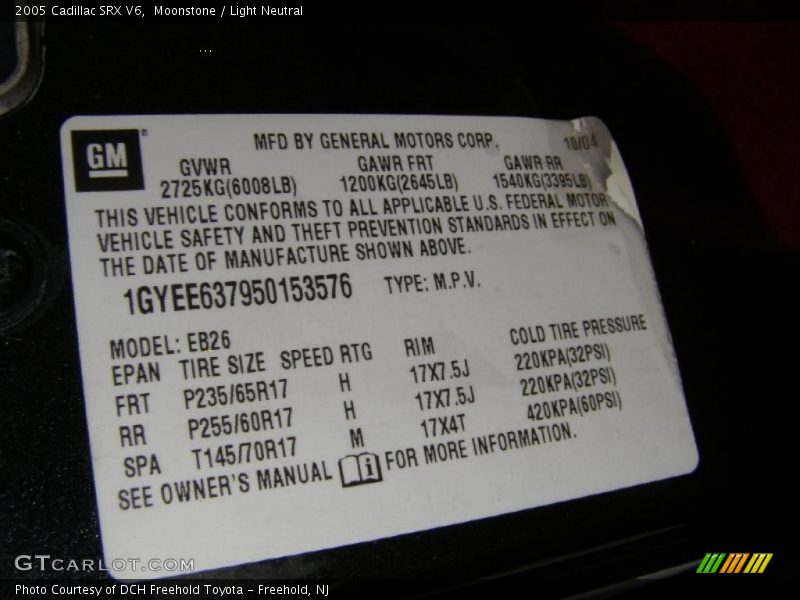 Moonstone / Light Neutral 2005 Cadillac SRX V6