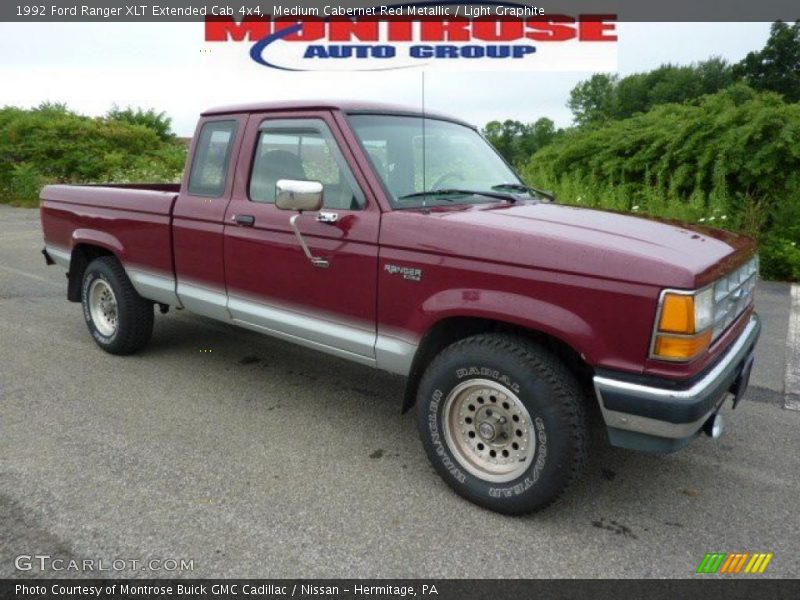 Medium Cabernet Red Metallic / Light Graphite 1992 Ford Ranger XLT Extended Cab 4x4