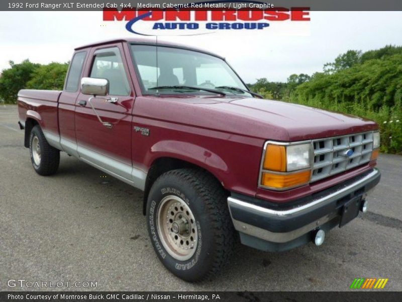 Medium Cabernet Red Metallic / Light Graphite 1992 Ford Ranger XLT Extended Cab 4x4