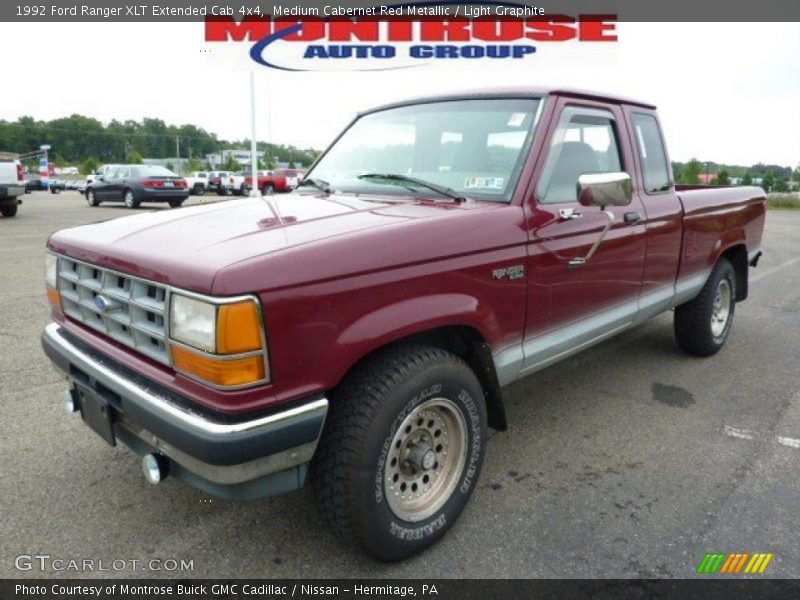Medium Cabernet Red Metallic / Light Graphite 1992 Ford Ranger XLT Extended Cab 4x4