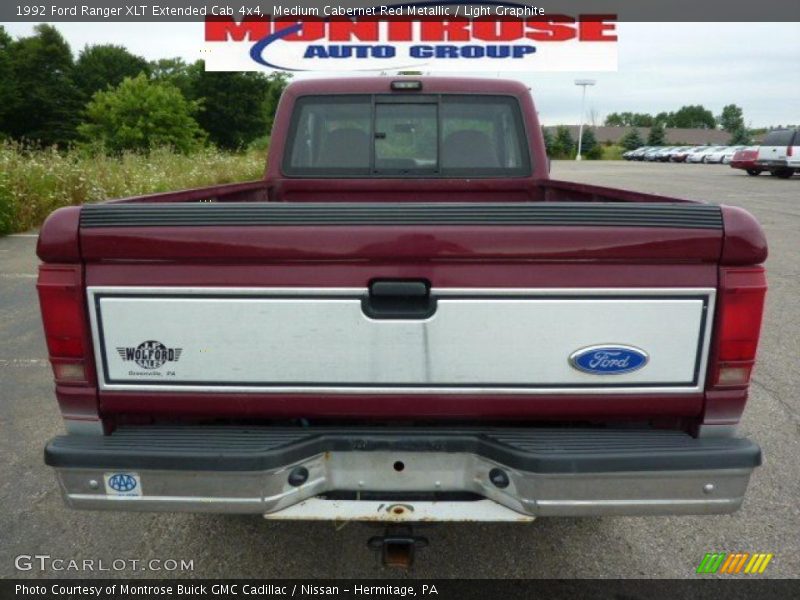 Medium Cabernet Red Metallic / Light Graphite 1992 Ford Ranger XLT Extended Cab 4x4