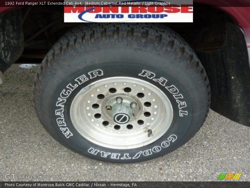 Medium Cabernet Red Metallic / Light Graphite 1992 Ford Ranger XLT Extended Cab 4x4