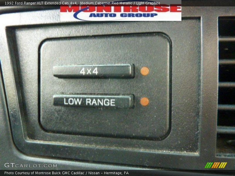 Medium Cabernet Red Metallic / Light Graphite 1992 Ford Ranger XLT Extended Cab 4x4