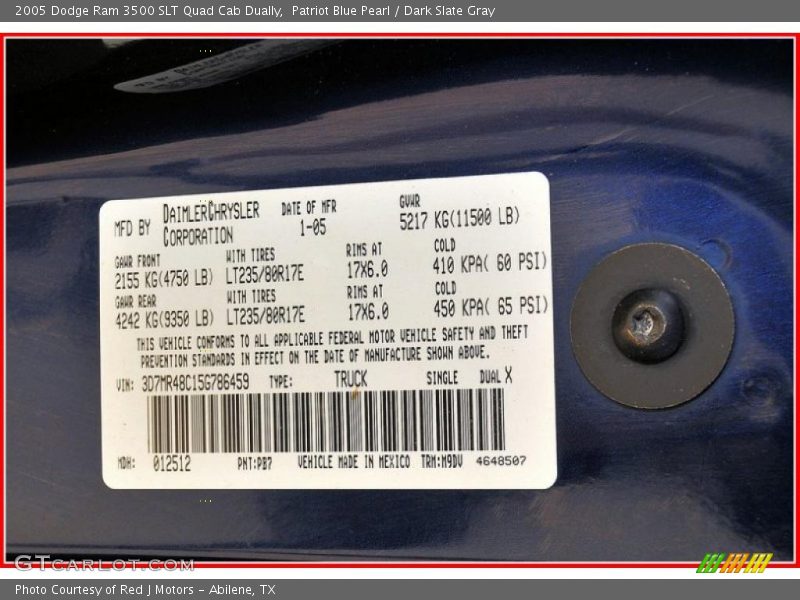 Patriot Blue Pearl / Dark Slate Gray 2005 Dodge Ram 3500 SLT Quad Cab Dually