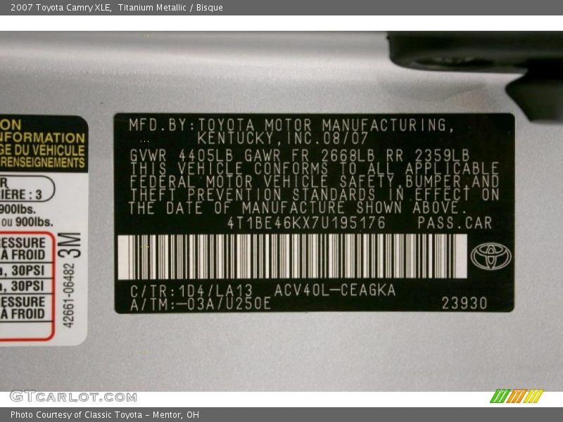 Titanium Metallic / Bisque 2007 Toyota Camry XLE