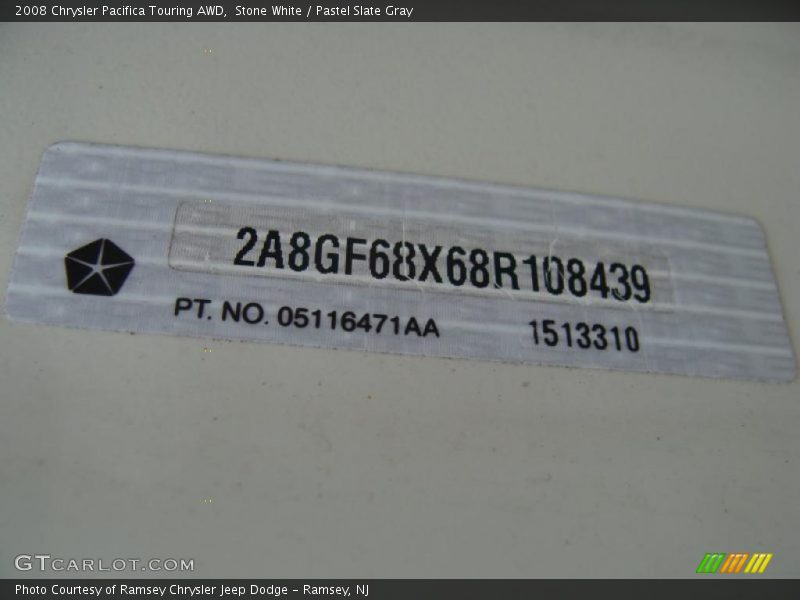 Stone White / Pastel Slate Gray 2008 Chrysler Pacifica Touring AWD