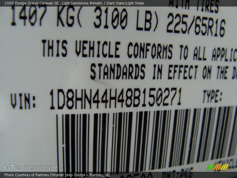 Light Sandstone Metallic / Dark Slate/Light Shale 2008 Dodge Grand Caravan SE